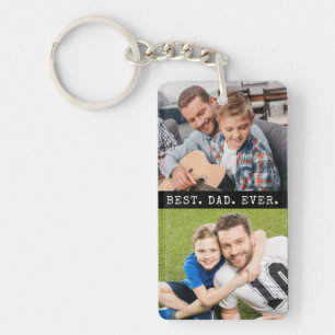 Moderne BESTE PAPA Ooit 2 Foto's Persoonlijk Sleutelhanger