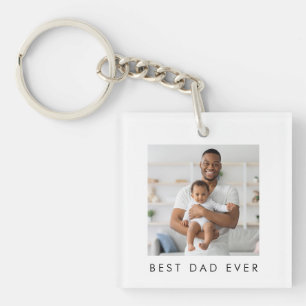 Moderne Beste Papa Ooit 2 Foto's Sleutelhanger