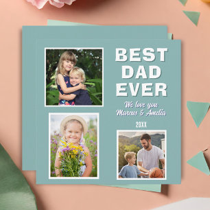 Moderne Beste Papa Ooit 3 Foto Collage Vaderdag Feestdagenkaart