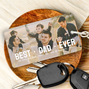 Moderne Beste Papa Ooit 3 Fotocollage Custom Sleutelhanger