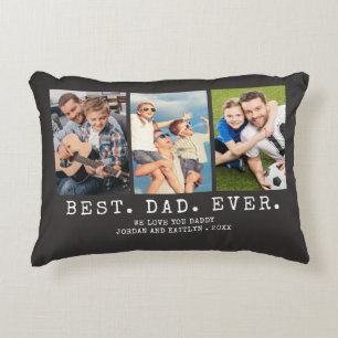 Moderne BESTE PAPA Ooit 3 Foto's Gepersonaliseerd Accent Kussen