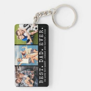 Moderne BESTE PAPA Ooit 3 Foto's Gepersonaliseerd Sleutelhanger