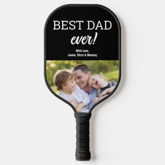 Moderne Beste Papa OOIT Foto Vaderdag Custom Pickleball Paddle (Voorkant)