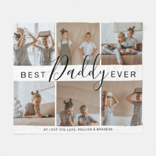 Moderne 'Beste papa ooit' fotocollage Fleece Deken