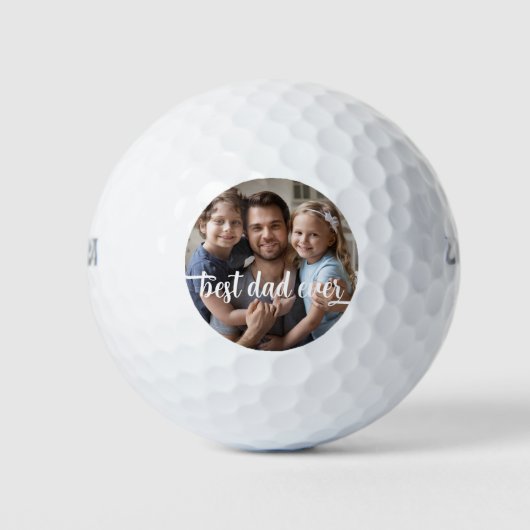 Moderne Beste Papa Ooit Script Foto Golfballen (Voorkant)