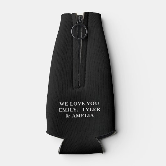 Moderne beste vader ooit zwarte priester fles flesjeskoeler (Achterkant)