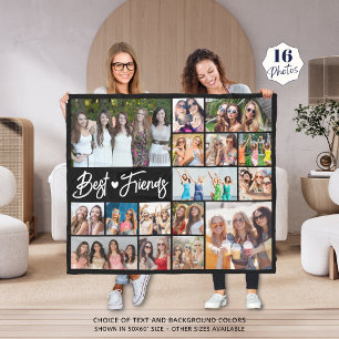 Moderne Beste Vrienden 16 Fotocollage Uw Kleur Fleece Deken