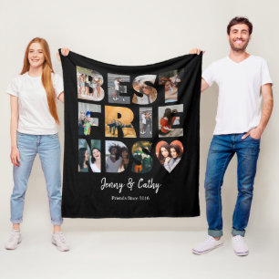 Moderne Beste Vrienden Besties Fotocollage Zwart Fleece Deken