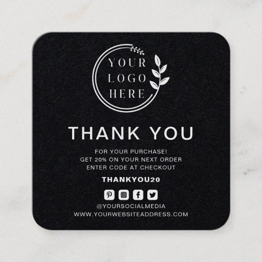 Moderne bestelling Hartelijk dank voor aangepaste  Vierkante Visitekaartje (Voorkant)