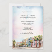 Moderne bestemming bruiloft Charleston Waterverf Kaart (Voorkant)