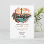 Moderne bestemming bruiloft Paris Eiffeltoren Kaart (Staand voorkant)