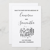 Moderne bestemming camping bruiloft save the date (Voorkant / Achterkant)