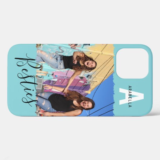 Moderne Besties-fotomonogram | Blauw Case-Mate iPhone Case (Achterkant (horizontaal))