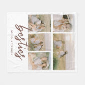 Moderne 'Besties' Script Aangepaste 5-Foto Collage Fleece Deken (Voorkant (Horizontaal))