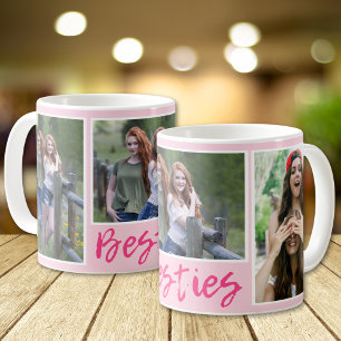 Moderne Besties-typografie 3-fotocollage roze Koffiemok