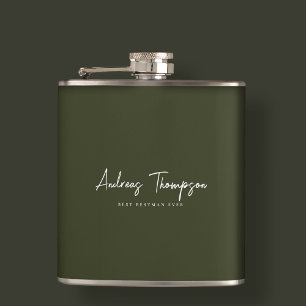 Moderne Bestman Beste Man Groomsman Army Green Heupfles