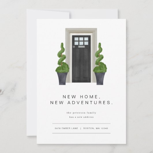 Moderne bewegende aankondiging met zwarte voordeur (Voorkant)