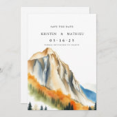 Moderne bewerkbare berg save the date (Voorkant / Achterkant)