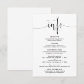 Moderne bewerkbare bruiloft details, zwart lettert informatiekaartje (Voorkant / Achterkant)