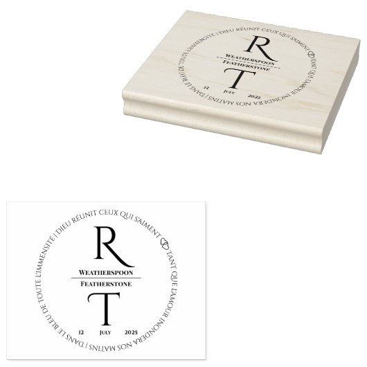 Moderne bewerkbare bruiloft Monogram Rubber Stamp Rubberstempel (Gestempeld)