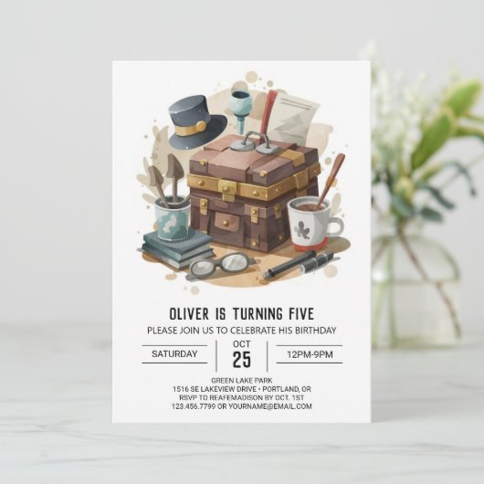 Moderne bewerkbare detective verjaardag kaart (Staand voorkant)