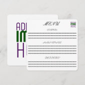 MODERNE BEWERKBARE EENVOUDIGE WITTE AFBEELDINGSTEK MENU (Voorkant / Achterkant)