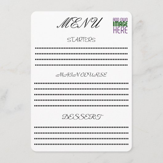 MODERNE BEWERKBARE EENVOUDIGE WITTE AFBEELDINGSTEK MENU (Voorkant)