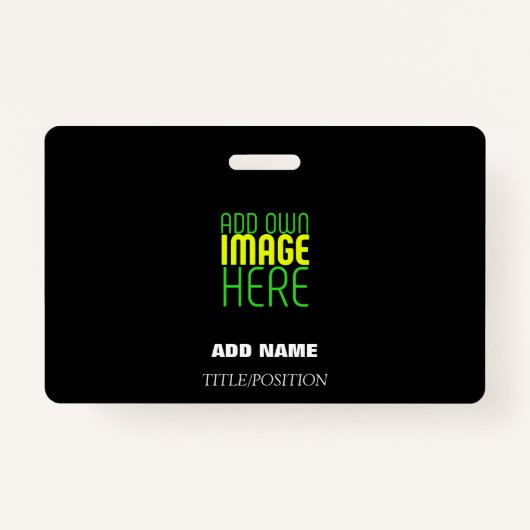 MODERNE BEWERKBARE EENVOUDIGE ZWARTE AFBEELDING TE BADGE (Voorkant)