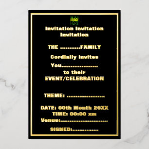 MODERNE BEWERKBARE EENVOUDIGE ZWARTE AFBEELDING TE FOLIE UITNODIGING