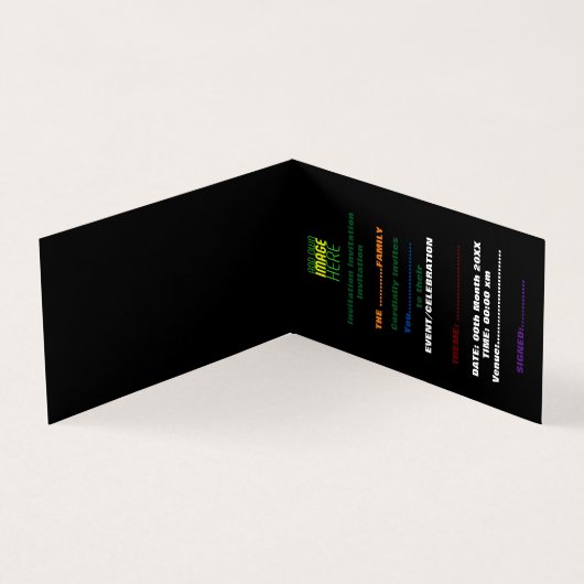 MODERNE BEWERKBARE EENVOUDIGE ZWARTE AFBEELDING TE KAART (Binnen)