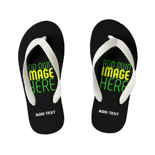 MODERNE BEWERKBARE EENVOUDIGE ZWARTE AFBEELDING TE KINDER TEENSLIPPERS