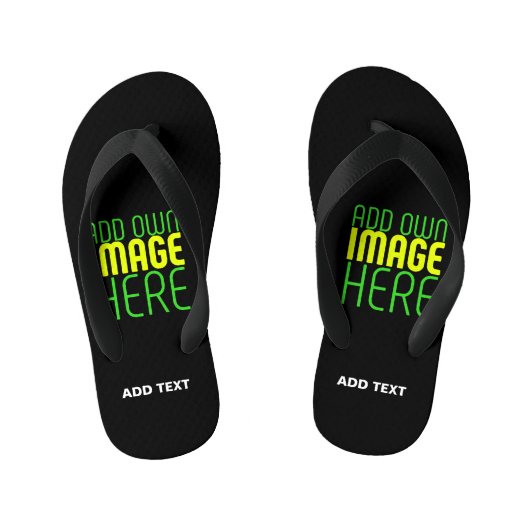 MODERNE BEWERKBARE EENVOUDIGE ZWARTE AFBEELDING TE KINDER TEENSLIPPERS (Voetbed)