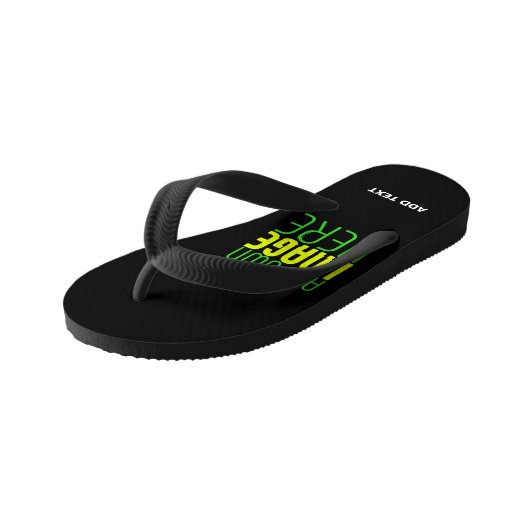 MODERNE BEWERKBARE EENVOUDIGE ZWARTE AFBEELDING TE KINDER TEENSLIPPERS (Schuin)