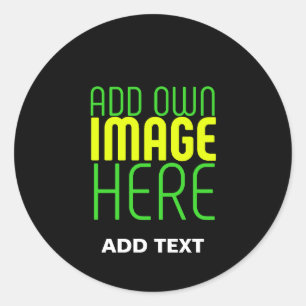 MODERNE BEWERKBARE EENVOUDIGE ZWARTE AFBEELDING TE RONDE STICKER