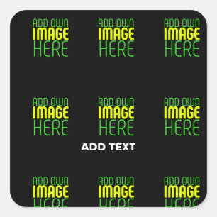 MODERNE BEWERKBARE EENVOUDIGE ZWARTE AFBEELDING TE VIERKANTE STICKER