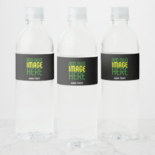 MODERNE BEWERKBARE EENVOUDIGE ZWARTE AFBEELDINGSTE WATERFLES ETIKET