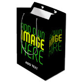 MODERNE BEWERKBARE EENVOUDIGE ZWARTE AFSBEELDING T MEDIUM CADEAUZAKJE (Achterkant Gekanteld)