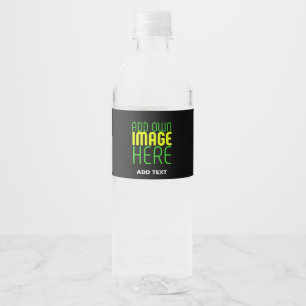MODERNE BEWERKBARE EENVOUDIGE ZWARTE AFSBEELDING T WATERFLES ETIKET