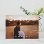 Moderne bewerkbare foto QR code - Save The Date Ka Kaart (Staand voorkant)
