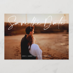 Moderne bewerkbare foto QR code - Save The Date Ka Kaart