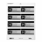 Moderne bewerkbare geometrische zwart-wit etiket (Full Sheet)