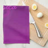 Moderne bewerkbare monografische tekst & Paarse om Theedoek (Quarter Fold)