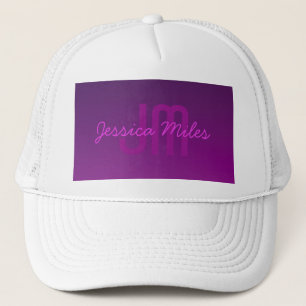 Moderne bewerkbare monogramtekst & paarse Ombre Trucker Pet
