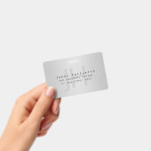 Moderne bewerkbare naam & slogan | grijs verloop badge (Handheld)