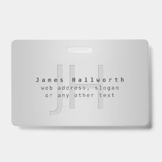 Moderne bewerkbare naam & slogan | grijs verloop badge (Voorzijde)