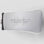 Moderne bewerkbare naam & slogan | Grijs verloop Golfheadcover (Voorkant)