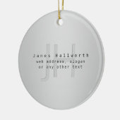 Moderne bewerkbare naam & slogan | Grijs verloop Keramisch Ornament (Links)