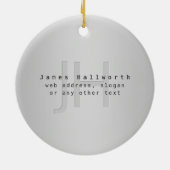 Moderne bewerkbare naam & slogan | Grijs verloop Keramisch Ornament (Achterkant)