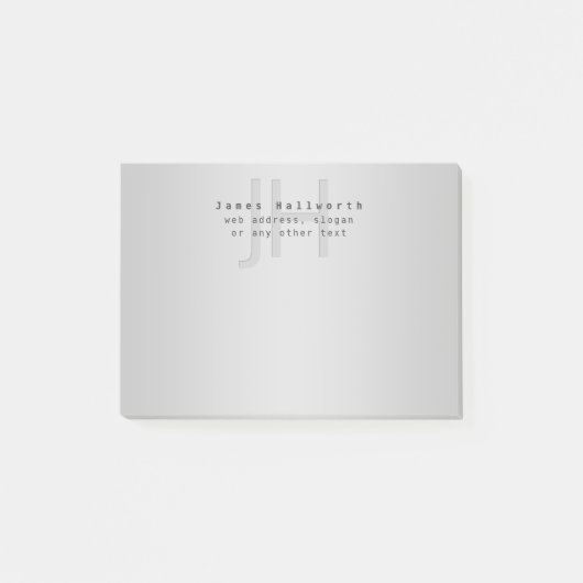 Moderne bewerkbare naam & slogan | Grijs verloop Post-it® Notes (Voorkant)
