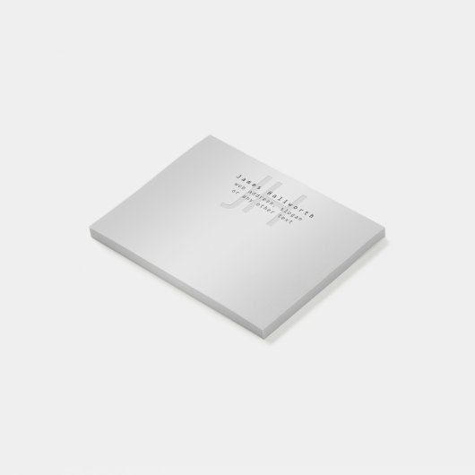 Moderne bewerkbare naam & slogan | Grijs verloop Post-it® Notes (Schuin)